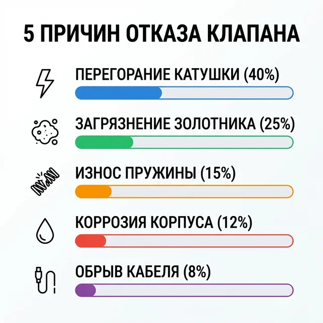 5 причин отказа электромагнитного клапана