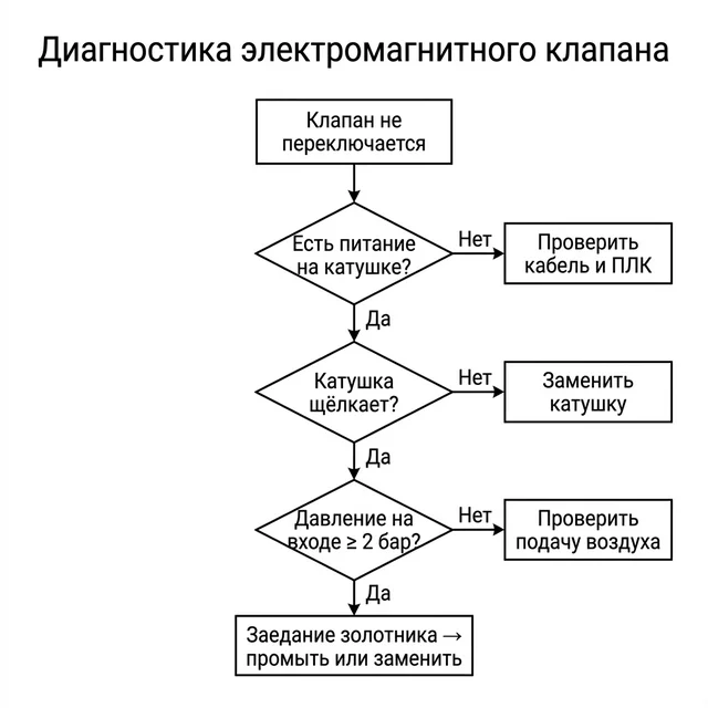 Блок-схема диагностики электромагнитного клапана