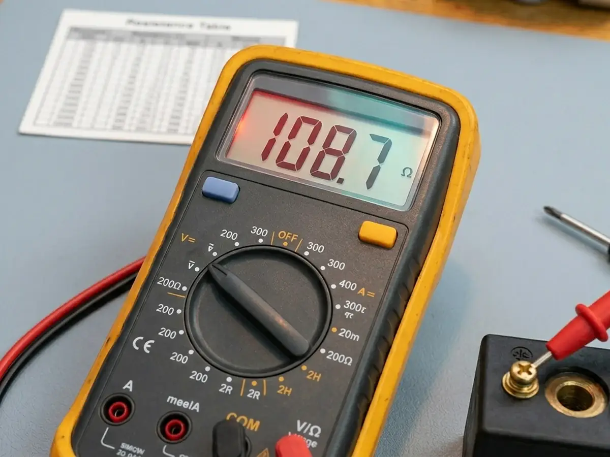 Замер сопротивления катушки мультиметром 108.7 Ом