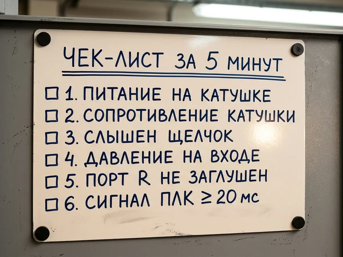 Чек-лист 6 проверок клапана на маркер-доске в мастерской