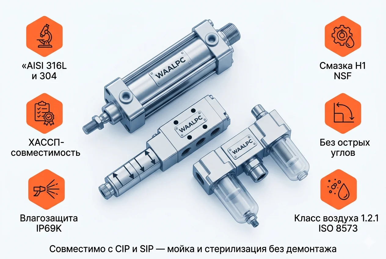 Пищевая пневматика — нержавеющие компоненты