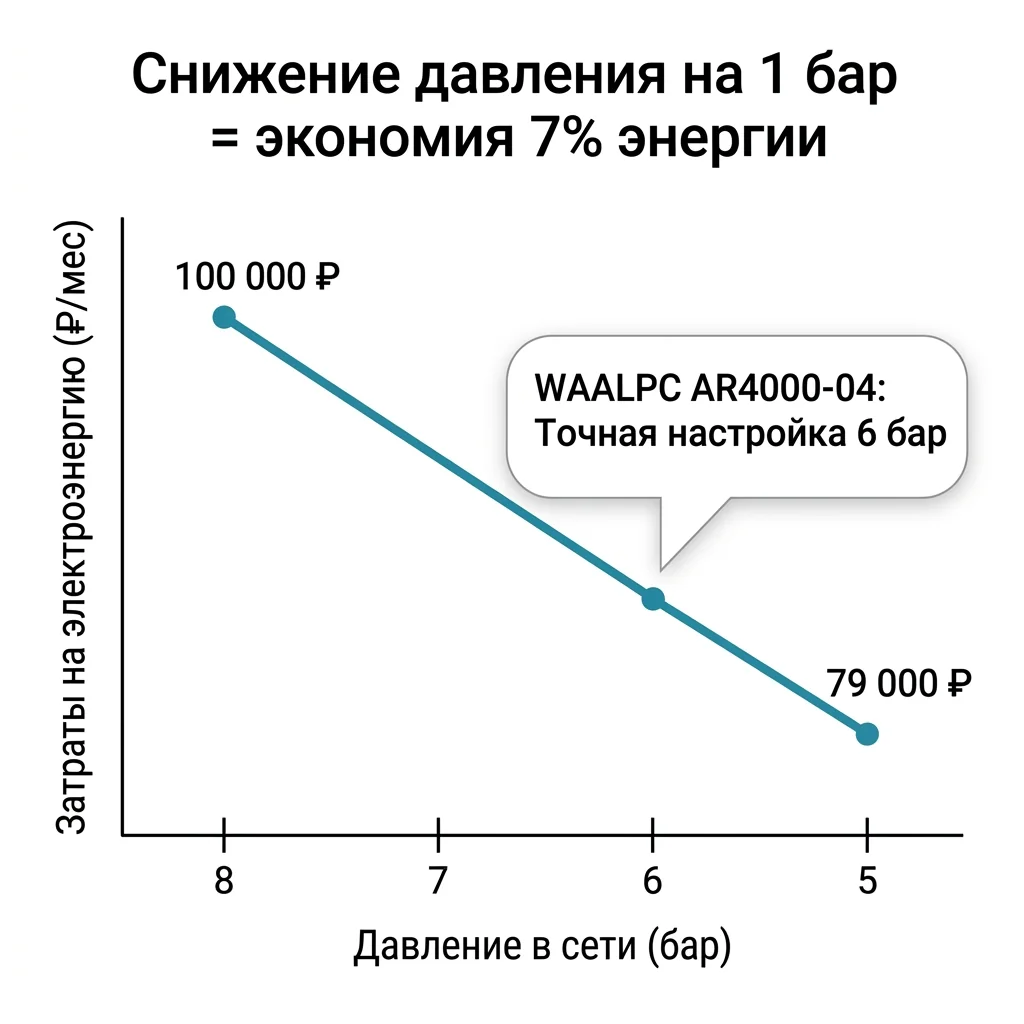 Снижение давления в пневмосистеме — график экономии энергии