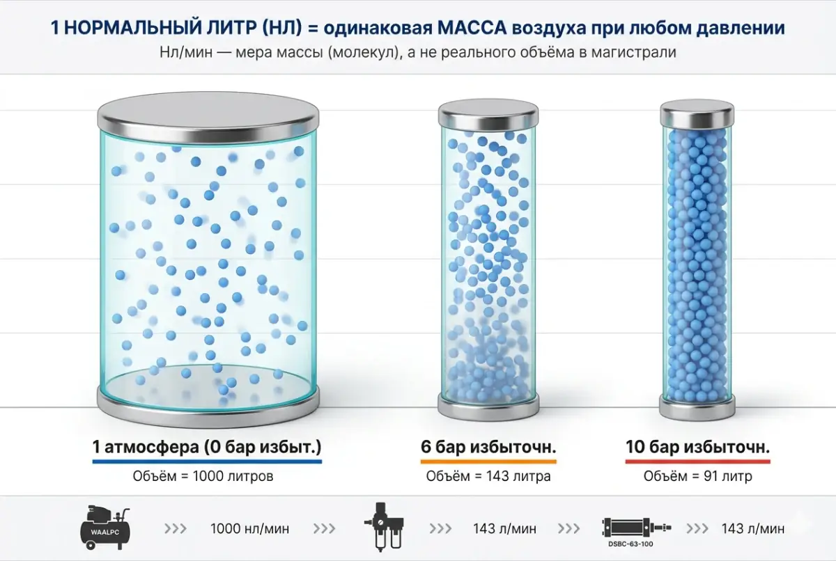 Сжатие воздуха: 1 атм vs 6 бар vs 10 бар — наглядное сравнение объёма