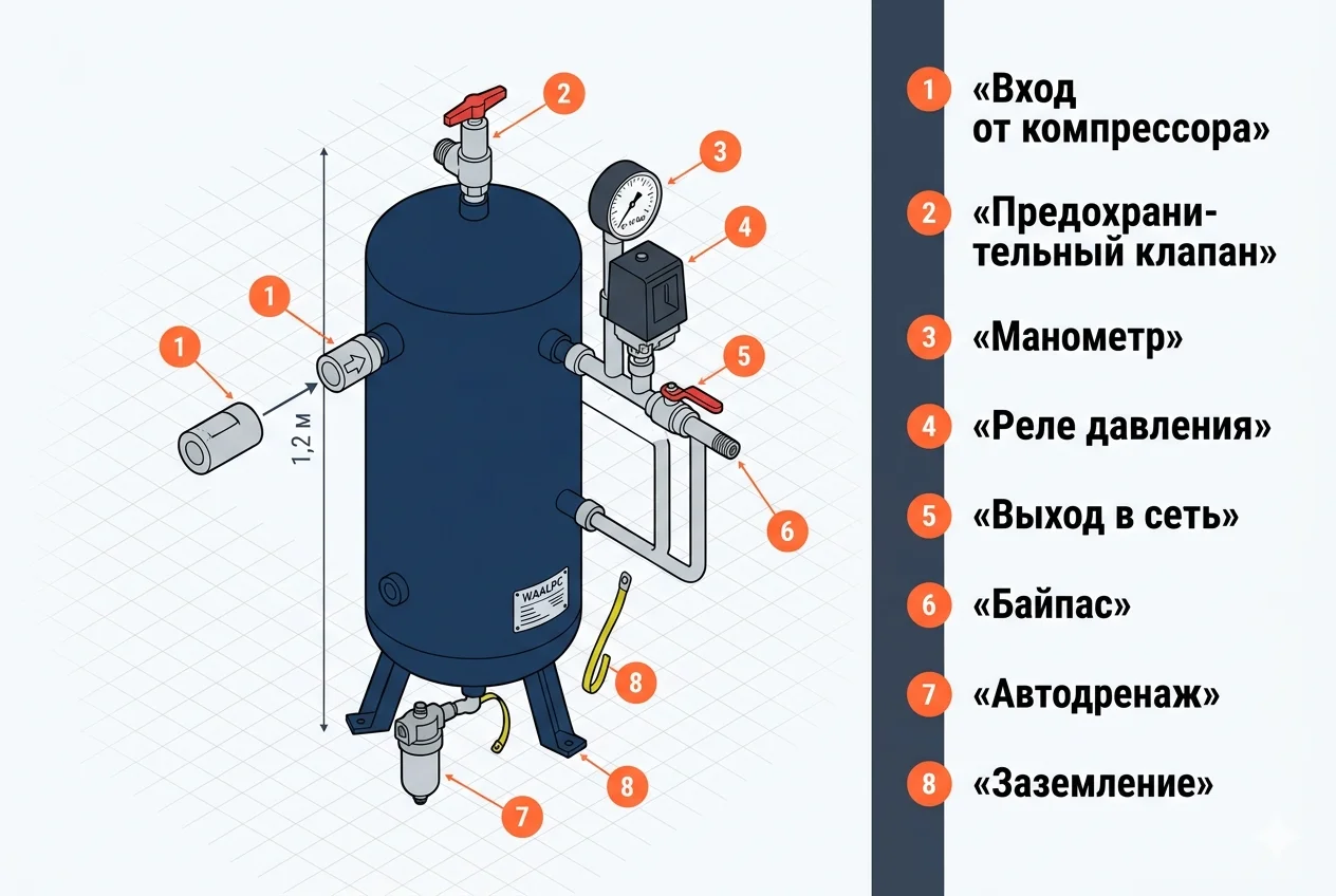 Обвязка ресивера — компоненты и подключение
